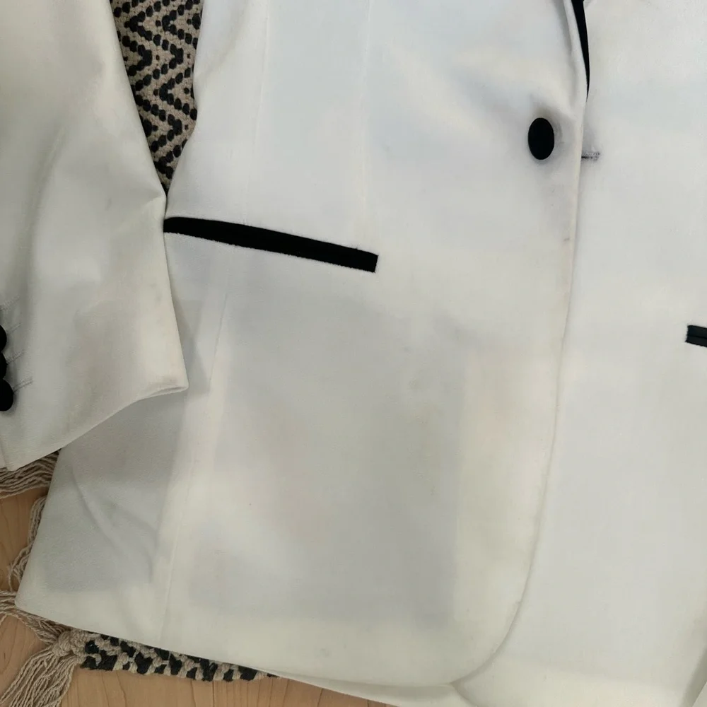 ASOS White Tuxedo Blazer with Black Trim